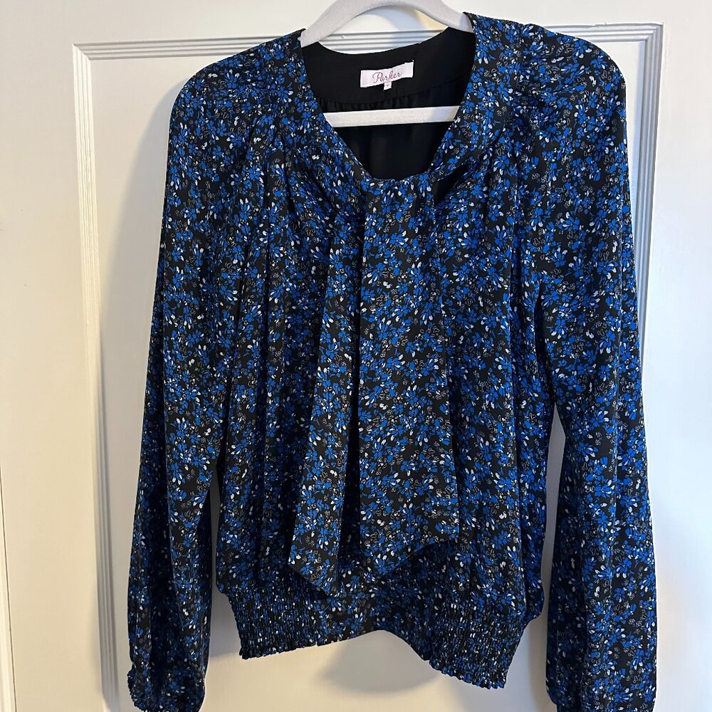 Parker Blouse - Blue Floral - Size Small